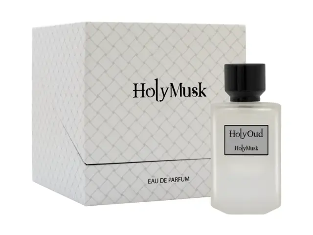 An image of Holy oud holy musk perfume with its box