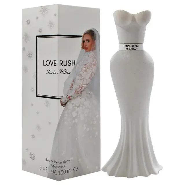 An image of Paris Hilton love rush perfume with its box