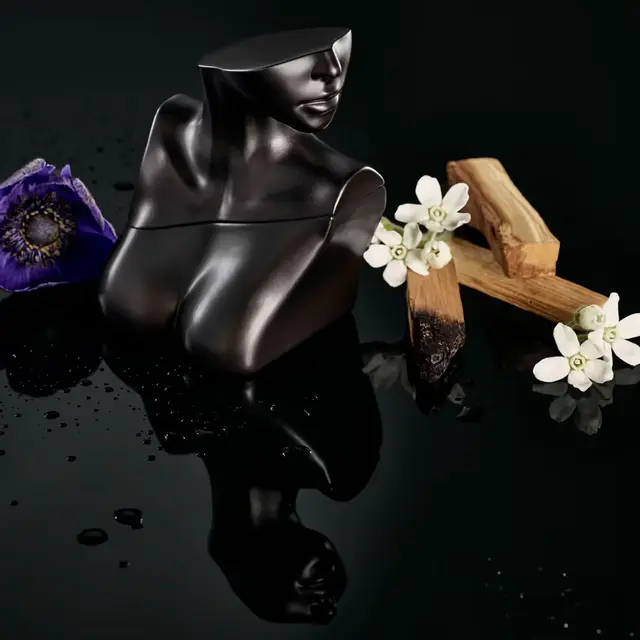 An image of Billie Eilish No. 2 perfume as the shape of woman body from the top