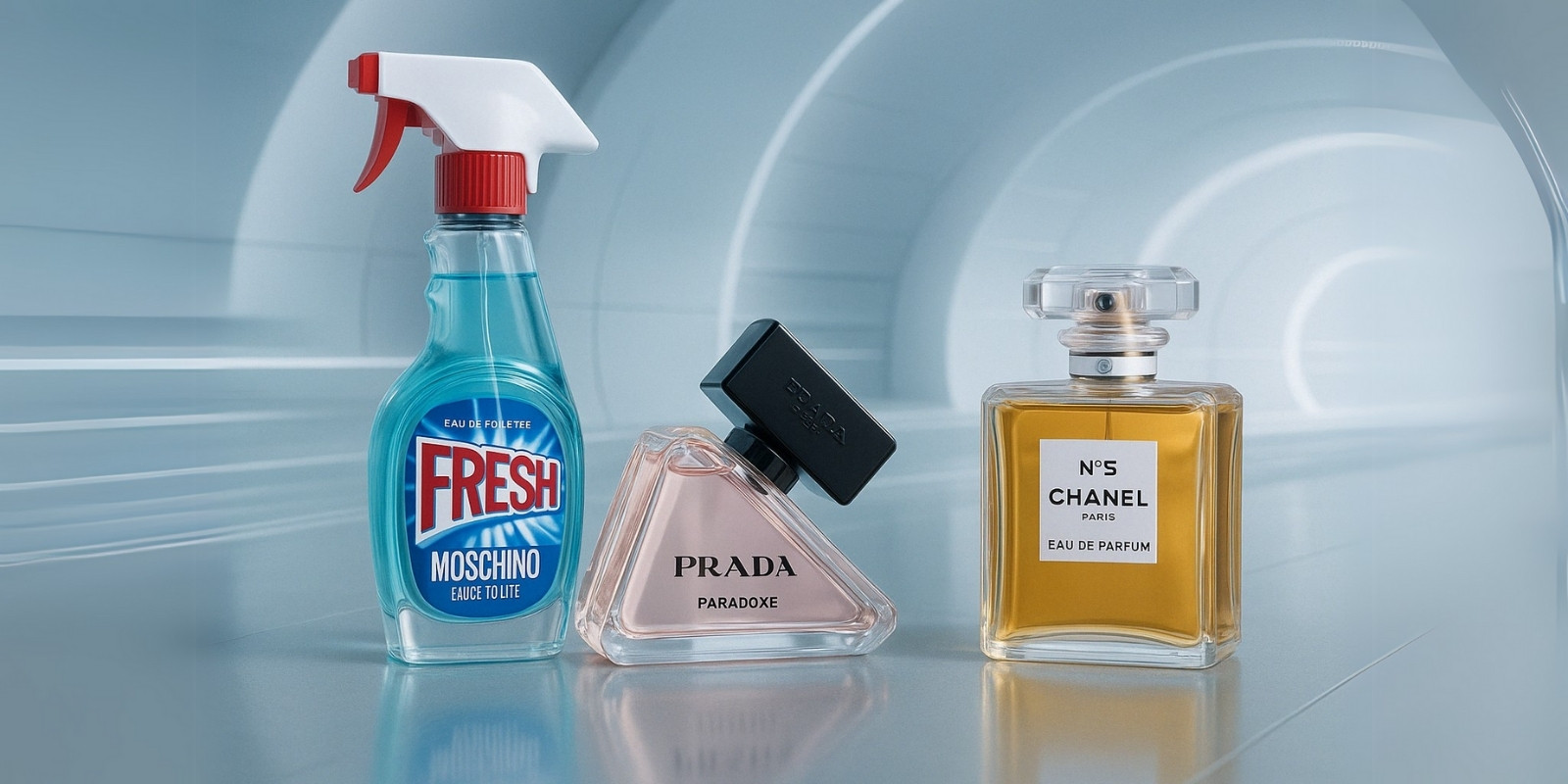 An image of 3 different perfumes with different unique bottles.