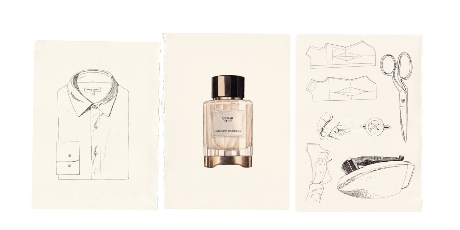 A creative illustration of Carolina Herrera Ceda chic perfume