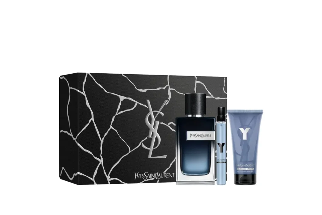 An image of YSL Y perfume with body lotion as a set