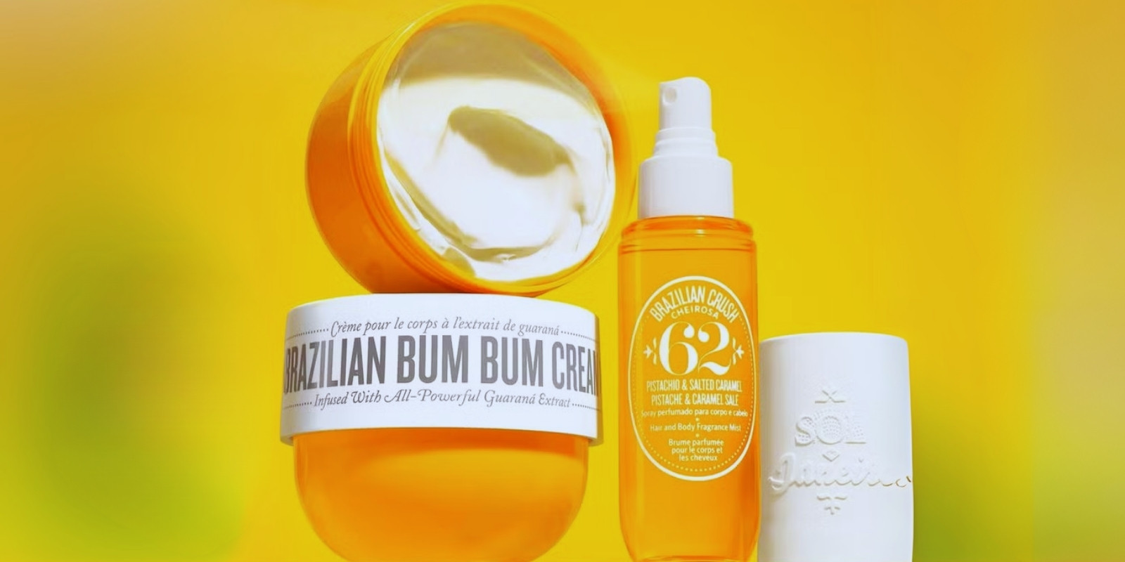 A creative illustration of SOl de janeiro perfume with bum bum cream