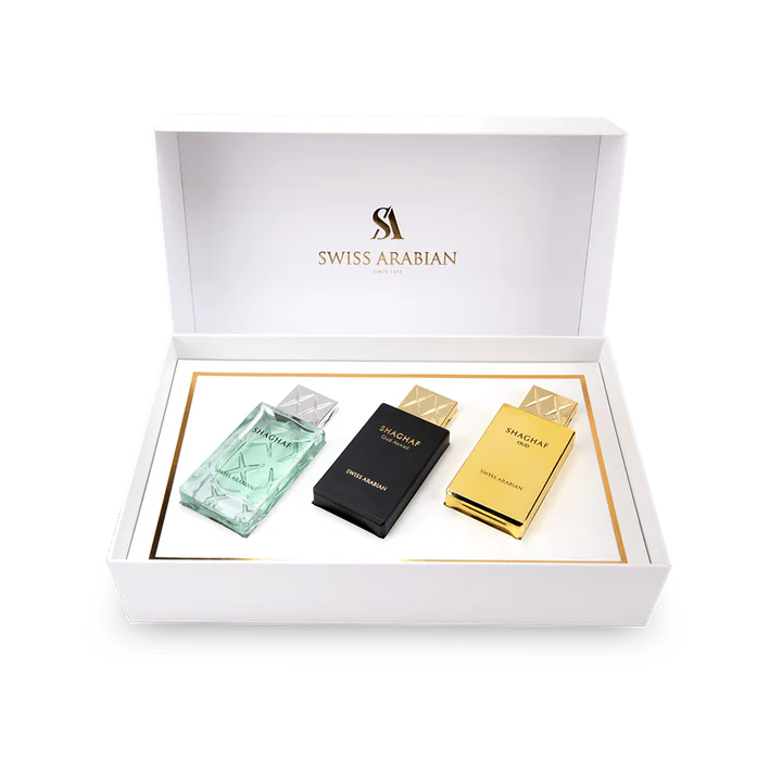 An image of Swiss Arabian Shagaf perfume gift box