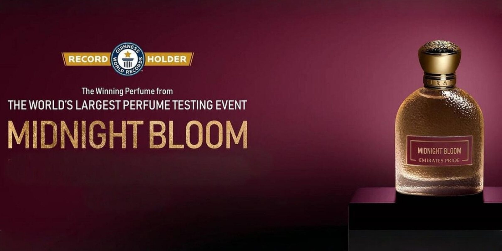 An image of the Emorates pride midnight bloom perfume