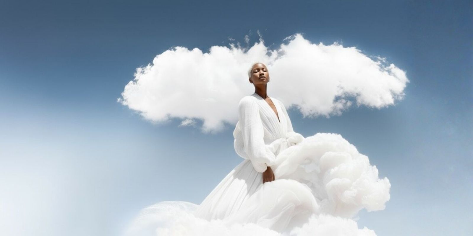 An image of a woman as cloud dancer