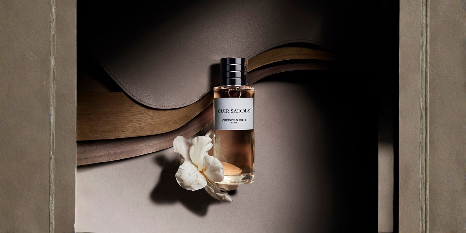 An image of Dior Cuir saddle perfume ad