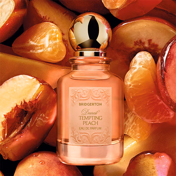 An image of Dearest tempting peach bridgerton perfume