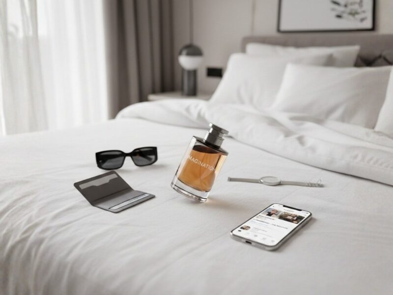 An image of LV Imaginatin perfume on a bed