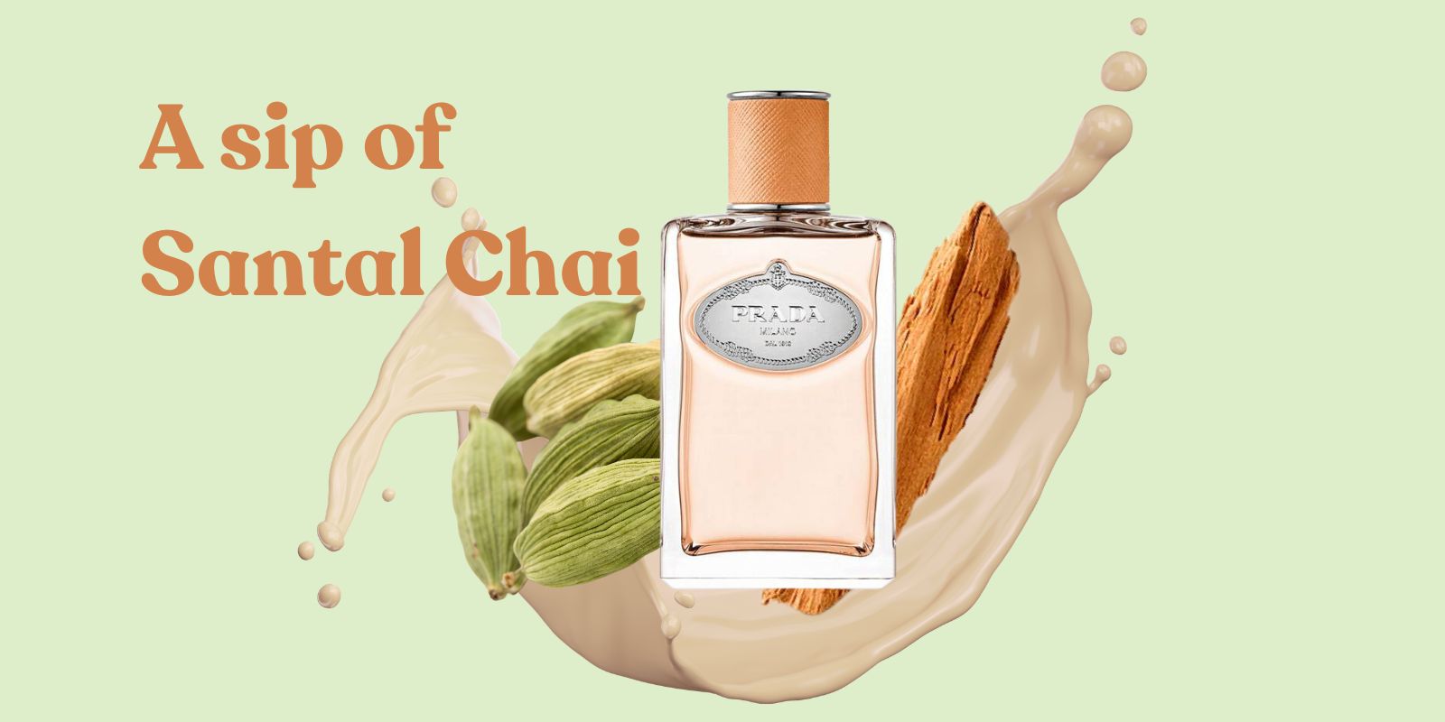 A creative illustration of Prada infusion de santal chai perfume