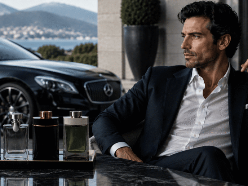 rich man with bvlgari perfumes