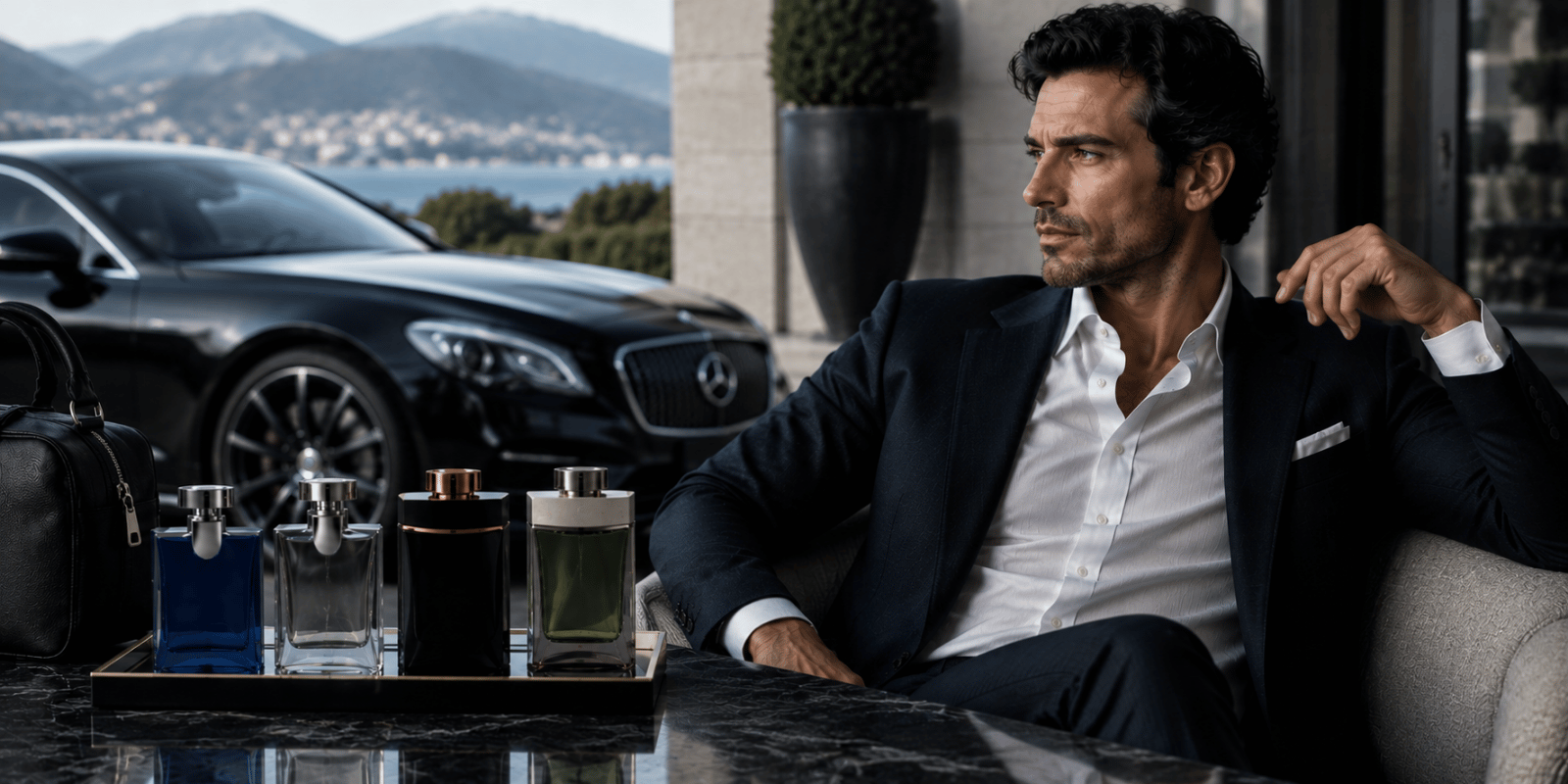 rich man with bvlgari perfumes